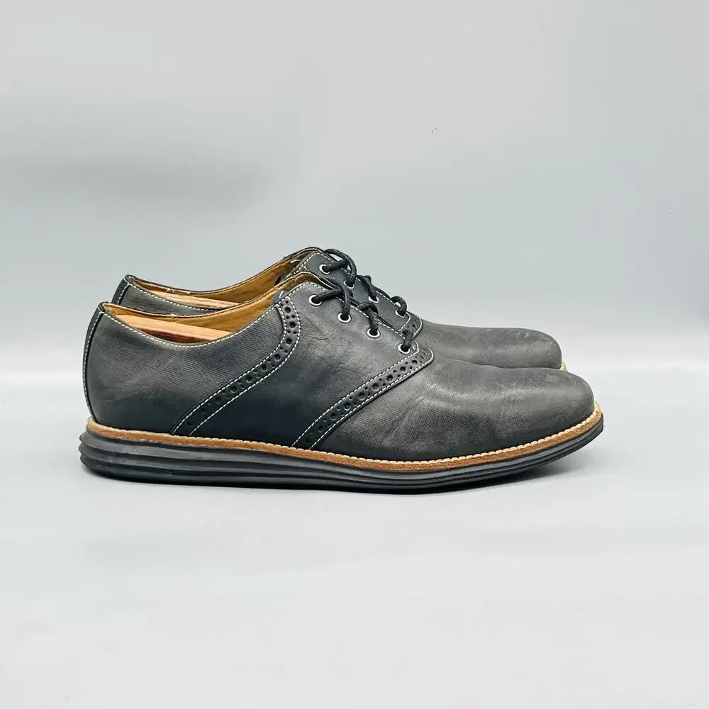 Cole Haan Shoes Mens 10 Gray Leather Lunargrand Derby Oxford Dress Comfort
